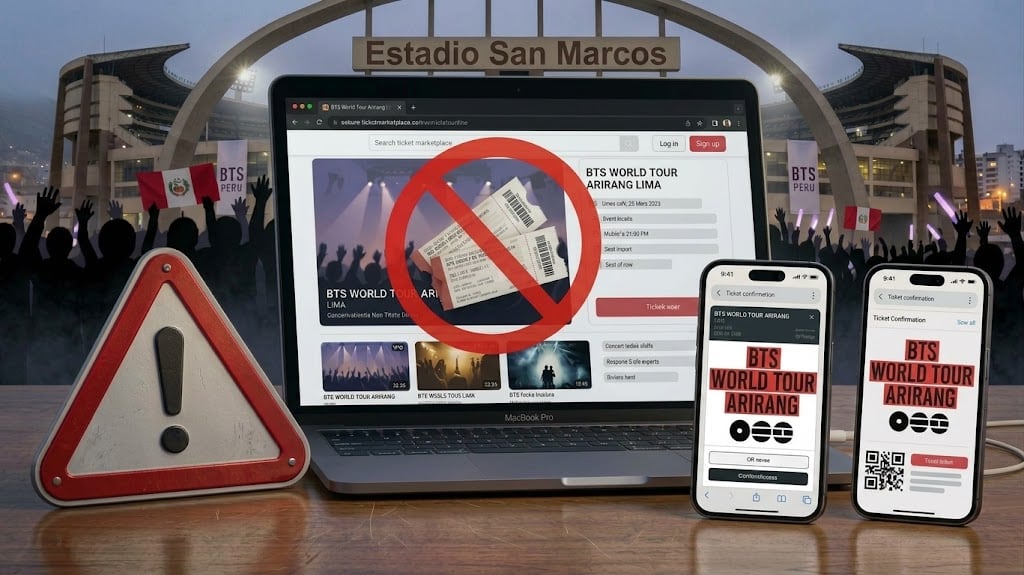 Entradas para BTS sin autorización son vendidas como pan caliente y los fans deben tener cuidado de las estafas. Foto: IA.