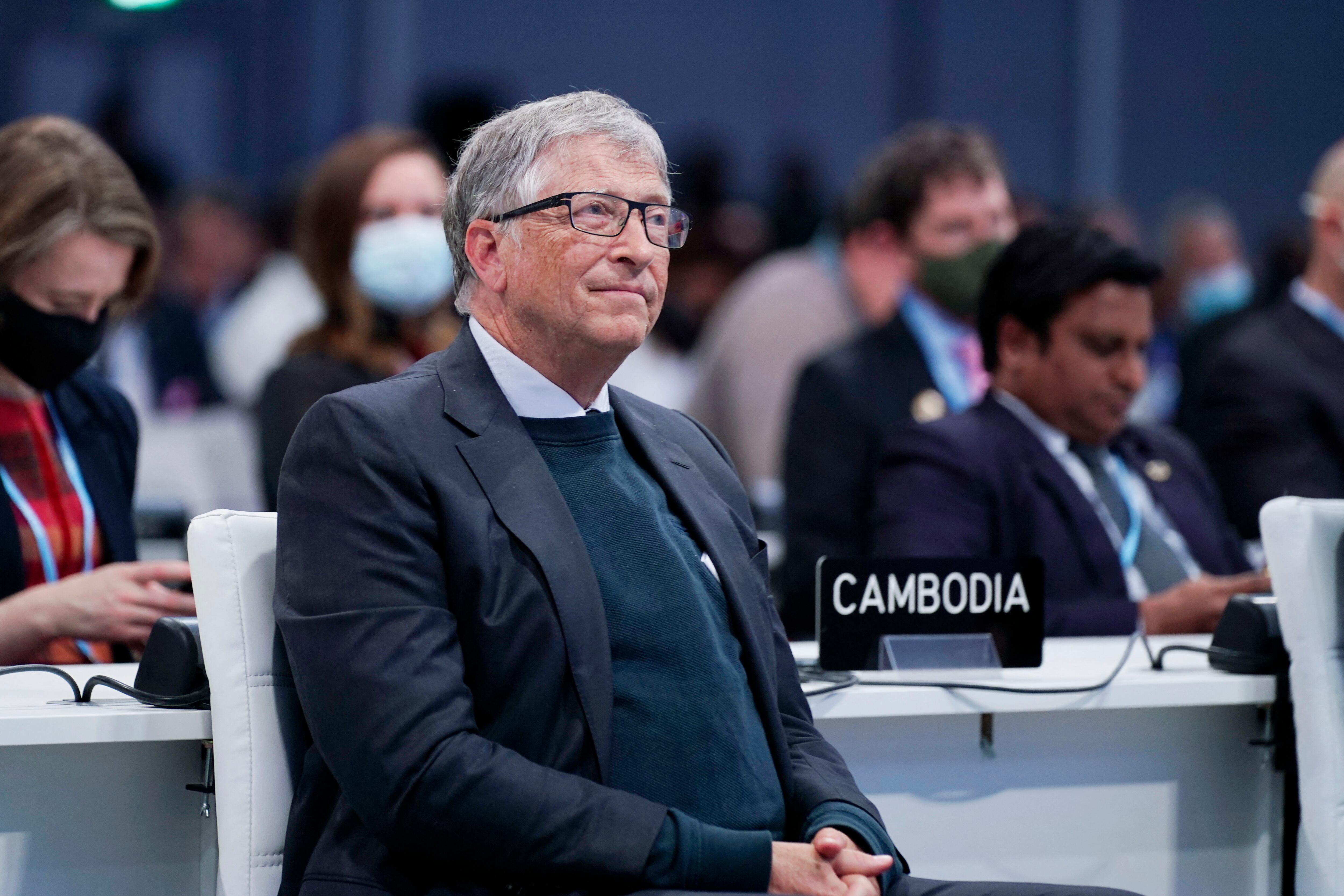 El empresario estadounidense Bill Gates asiste al evento 'Aceleración de la innovación y la implementación de tecnologías limpias', como parte de la Cumbre de Líderes Mundiales de la Conferencia de las Naciones Unidas sobre el Cambio Climático COP26 en Glasgow, Escocia. (Foto: Evan Vucci / POOL / AFP)