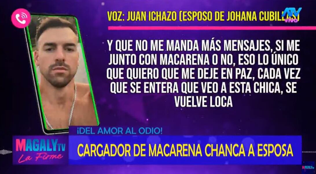 Juan Ichaza habla mal de su aún esposa Johana Cubillas.