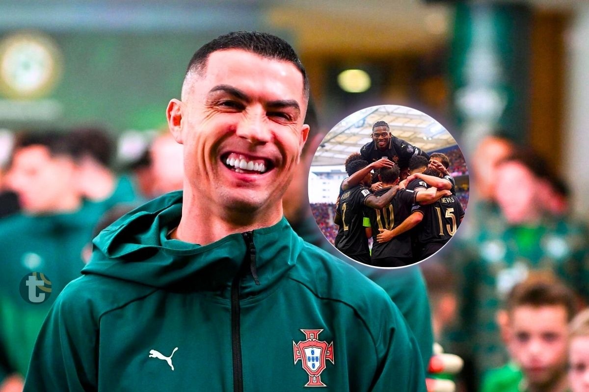 Cristiano Ronaldo 'chino de risa' tras clasificación de Portugal (Foto: AP)