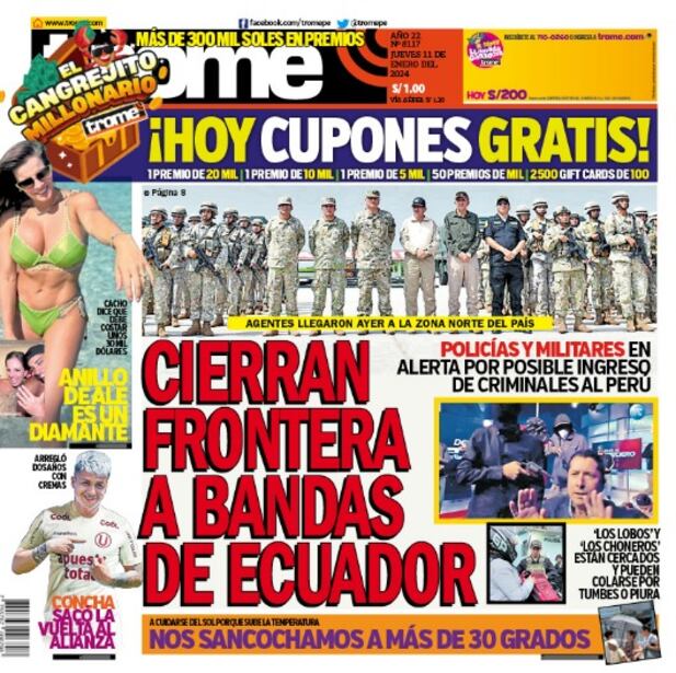 Portada Trome Jueves 11 de enero de 2024