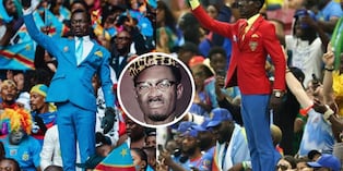 Michel Kuka Mboladinga (conocido como 'Lumumba Vea') se viste e inmoviliza como estatua para rendir homenaje a Patrice Lumumba, el primer jefe de Gobierno del Congo independiente. Foto: composición/difusión