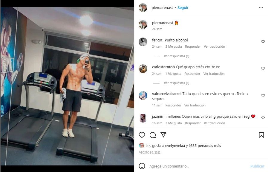 Piero Arenas muestra su buen estado físico a través de sus redes sociales. (Foto: Captura)