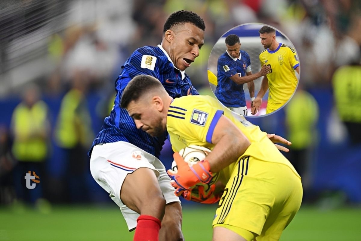 Kylian Mbappé tuvo más de un roce con Unai Simon (Foto: Getty Images)
