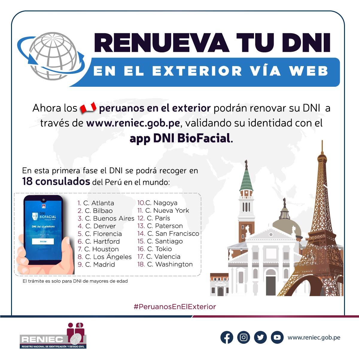 Así puedes renovar tu DNI si te encuentras en el extranjero. Foto: Reniec