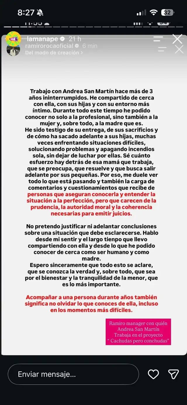 Mánager de Andrea San Martín lanza importante publicación.
