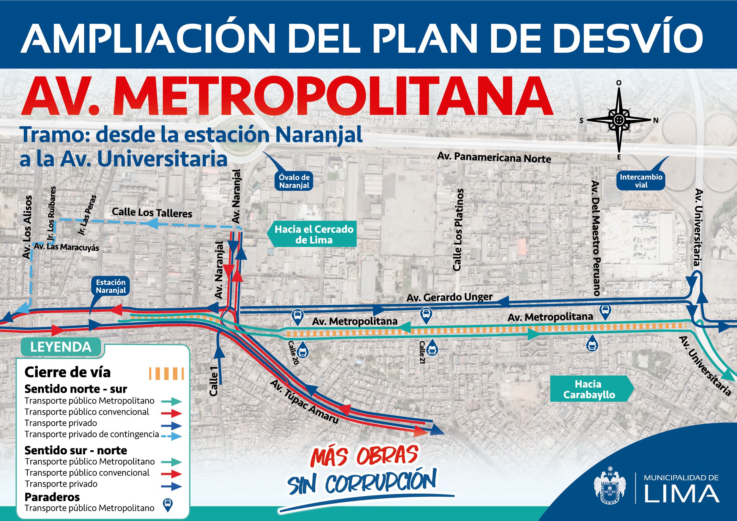 Municipalidad de Lima presentó plan de desvíos vehicular por las obras de ampliación norte del Metropolitano. (Foto: MML)