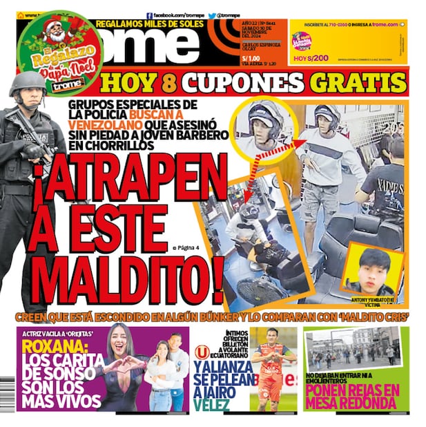 Portada impresa Trome sábado 30 de noviembre