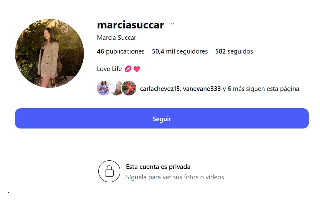 Marcia Succar pone en privado su cuenta personal de Instagram.
