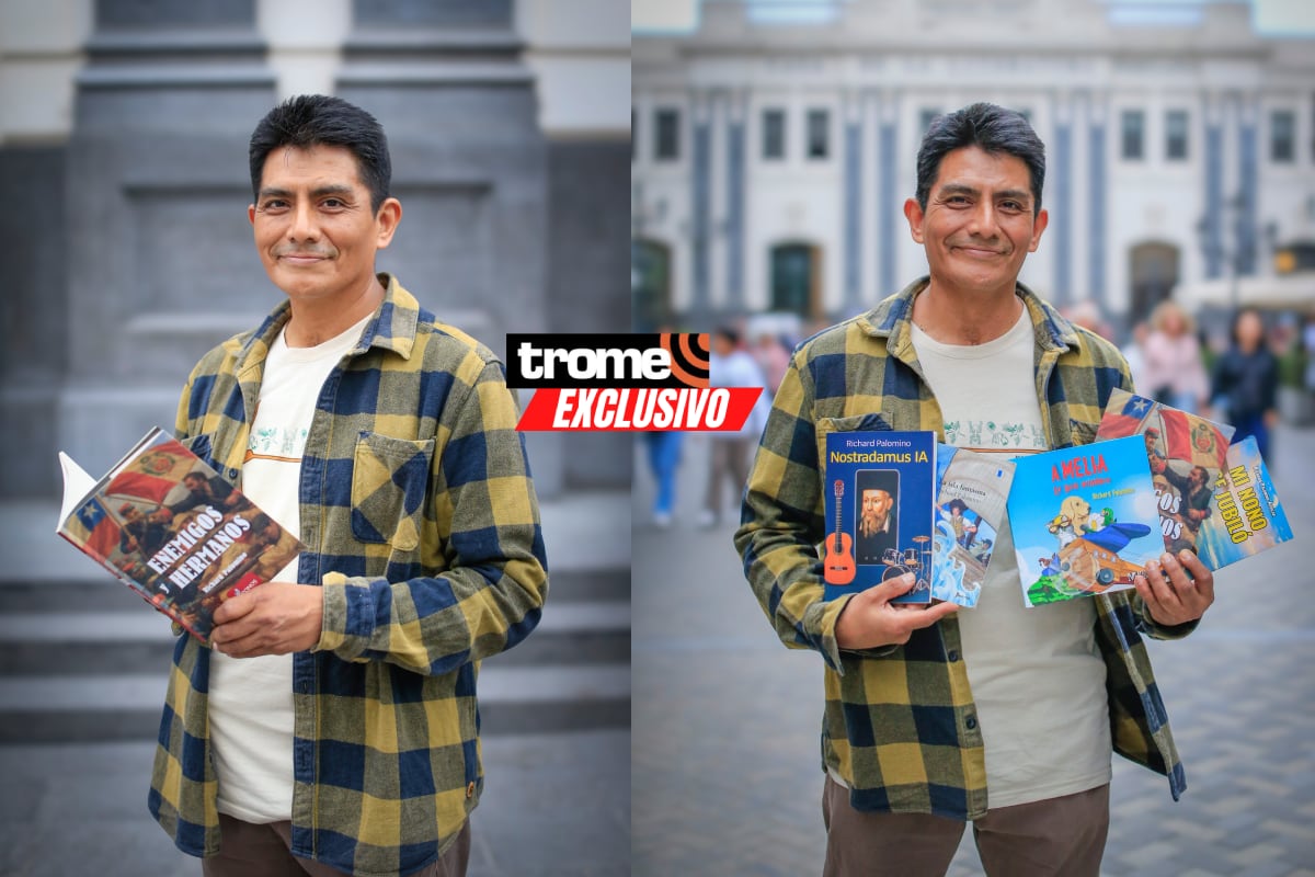 Richard Palomino y sus libros infantiles. Foto: César Bueno