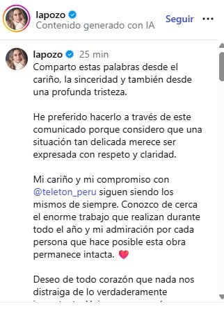 Ethel Pozo contó qué ocurrió y expresó su tristeza.