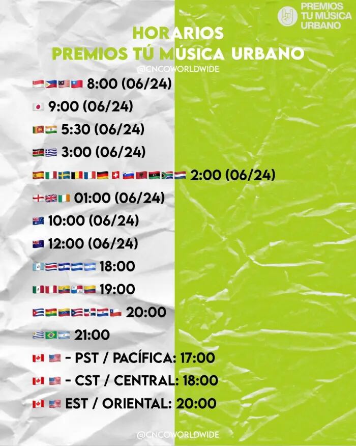 Horarios para ver los Premios Tu Música Urbano 2022 por países. (Foto: Telemundo)