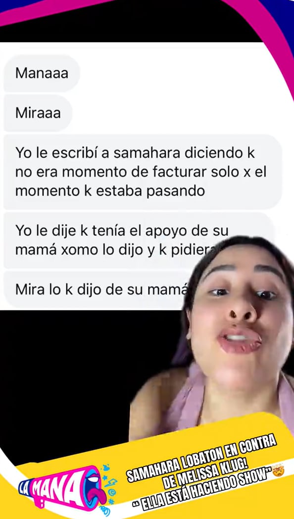 Exponen chats en donde la influencer critica a su madre Meliss Klug. (Fuente: La Mana)