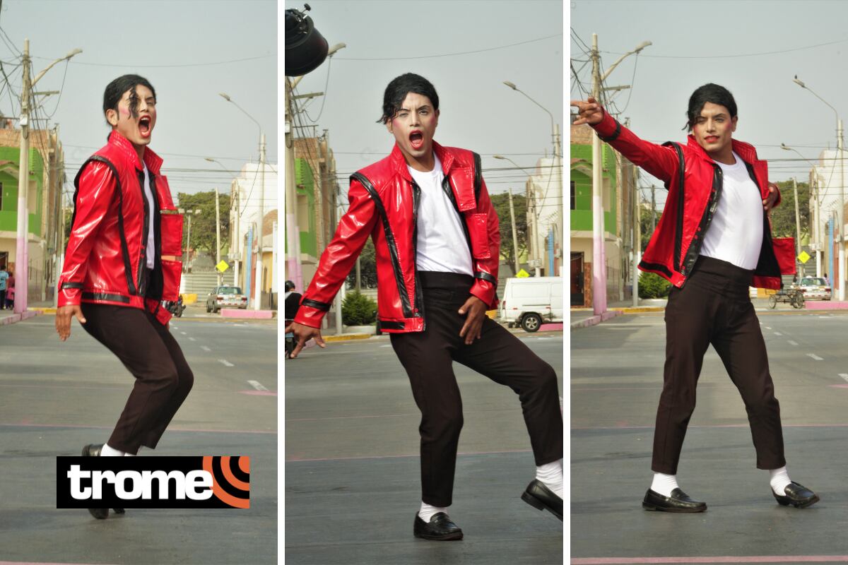 Padre de familia baila perfectamente los pasos de 'Thriller'. Foto: Alan Ramírez