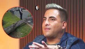 ¡Por poquito! Tommy Portugal se salva de milagro tras colapso de árbol en la vía pública