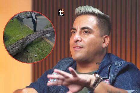 ¡Por poquito! Tommy Portugal se salva de milagro tras colapso de árbol en la vía pública