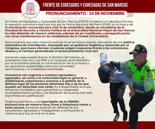 FESM emite su pronunciamiento después de la negligencia con el universitario.