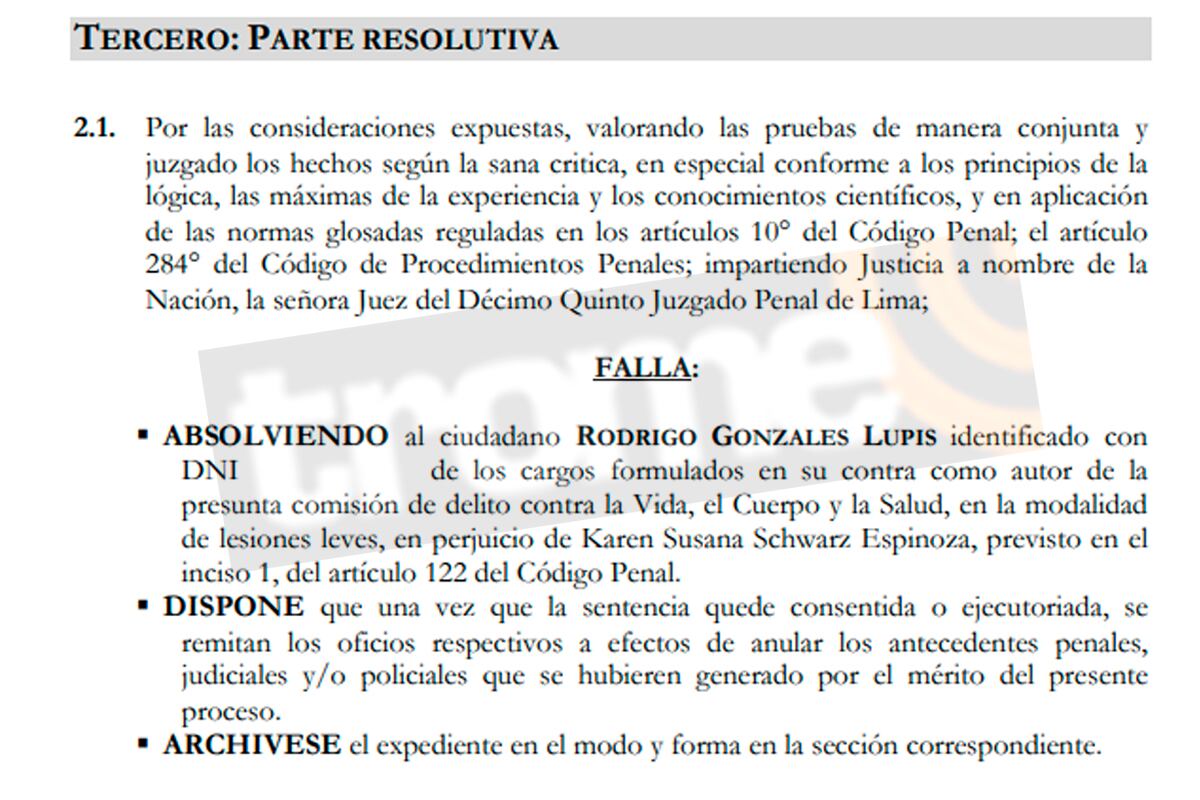 Rodrigo González fue absuelto de juicio con Karen Schwarz.