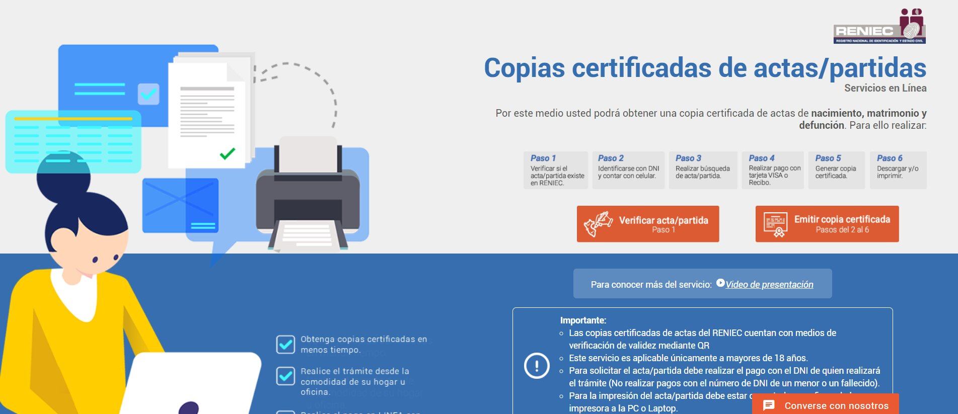 Conoce cómo tramitar en línea copia certificada de actas de nacimiento, matrimonio o defunción. Foto: Reniec