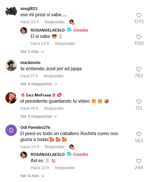 Modelo responde preguntas relacionadas al presidente. (Fuente: TikTok)