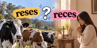 Se pronuncian igual, pero no significan lo mismo. Descubre qué diferencia a ‘reses’ de ‘reces’ y evita cometer errores al escribir. Foto: IA.