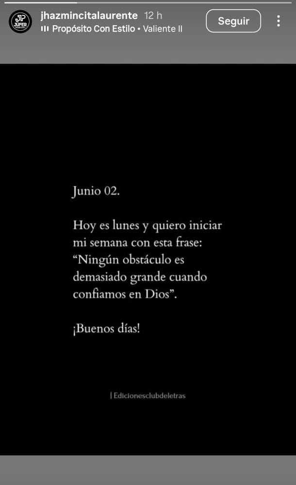 Jhazmín Gutarra y su mensaje antes de ser acusada de infiel a Dilbert Aguilar.