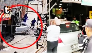 ¡Video muestra terrible accidente! Auto fuera de control se empotra contra pollería de Huancayo y deja a madre y dos niños heridos