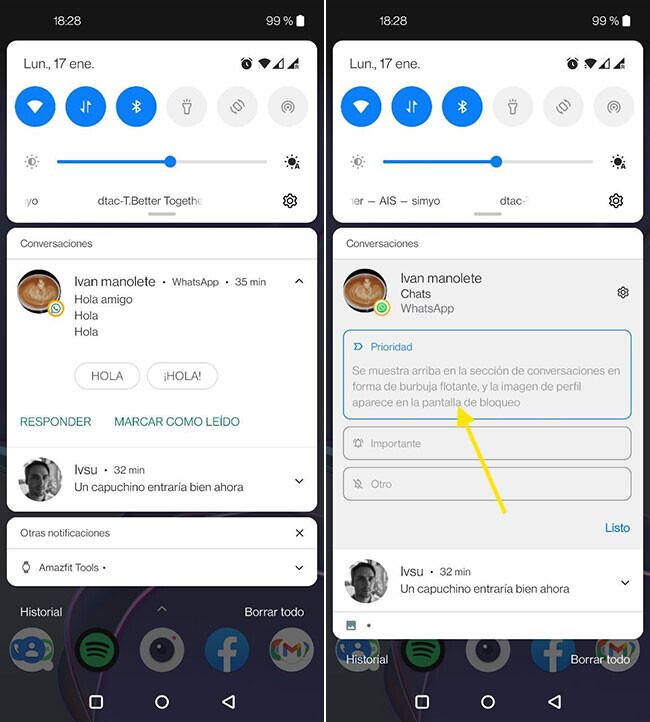 Nuevo estilo de notificaciones para WhatsApp de Android. | Foto: Xataka
