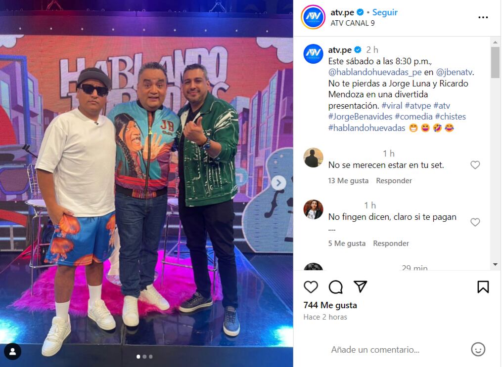 Jorge Luna y Ricardo Mendoza en "JB en ATV": comediantes visitarán el set de Jorge Benavides | Foto: Instagram / Captura