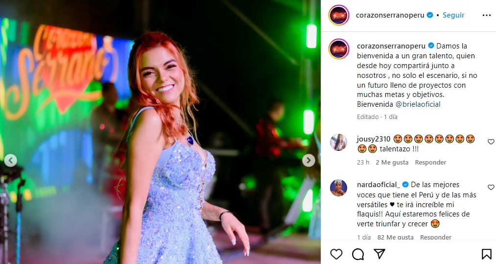 Briela Cirilo es la nueva contratación de Corazón Serrano. Foto: Instagram