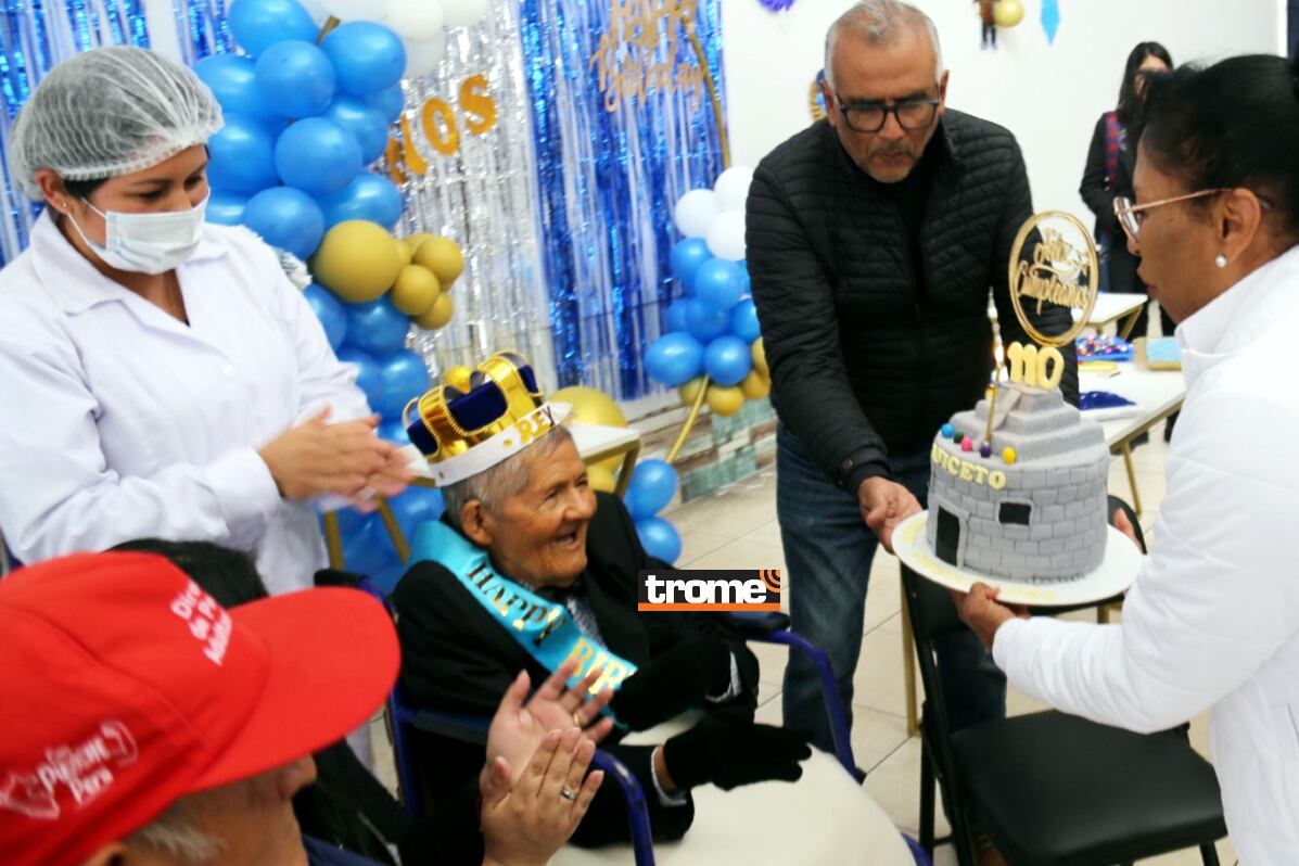 Don Aniceto, abuelito centenario, celebró con sus amigos de Inabif un nuevo año de vida: sus 110 años. (Isabel Medina / MIMP/ Trome).