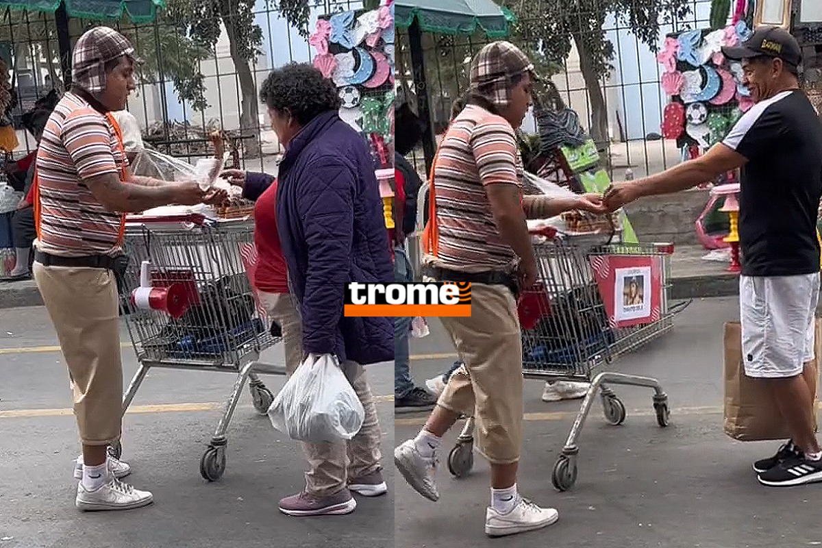 El 'Chavo del 8' se pasea por las calles del centro de Lima para vender sus churros.