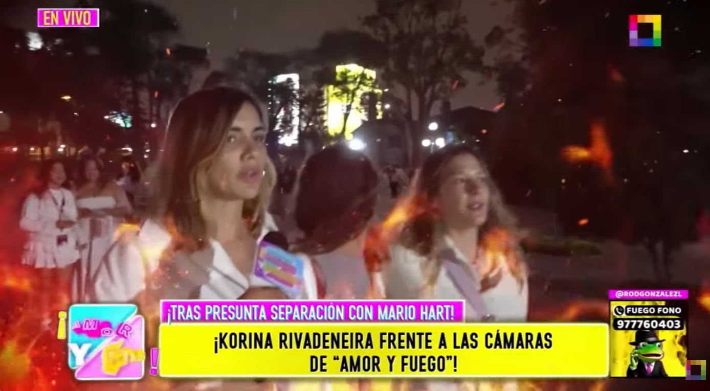 Korina Rivadeneira evita responder sobre 'declaración de amor' de Diana Sánchez a Mario Hart.