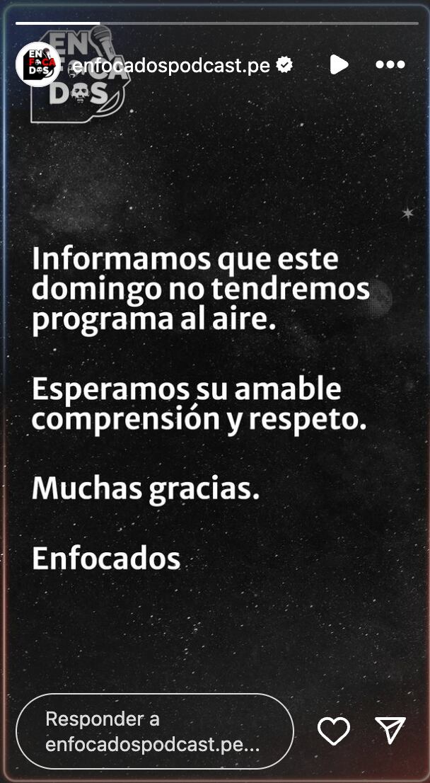 Comunicado de 'Enfocados', podcast de Jefferson Farfán y Roberto Guizasola