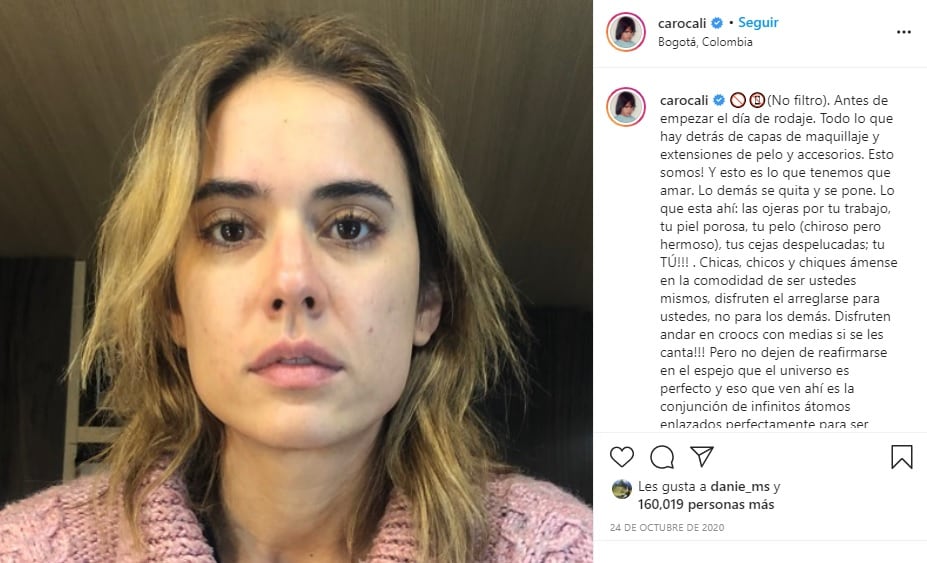 Carolina Ramírez publicó una foto al natural con un potente mensaje de amor propio. (Foto: Carolina Ramírez/ Instagram)