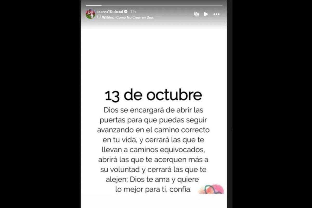 Este fue el posteo de 'Aladino' en su cuenta de instagram (@cueva10oficial)