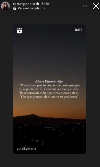 Mensaje compartido por Gianella Rázuri en sus redes sociales.