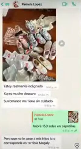 Pamela López indignada por zapatillas que le envió Cueva a sus hijos