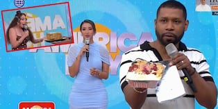 Xiomy Kanashiro lleva torta de Jefferson Farfán a América Hoy