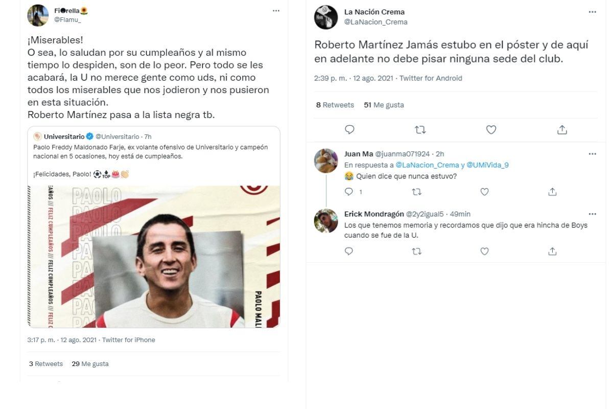 Hinchas criticaron a administrador crema y a Roberto Martínez (Captura)