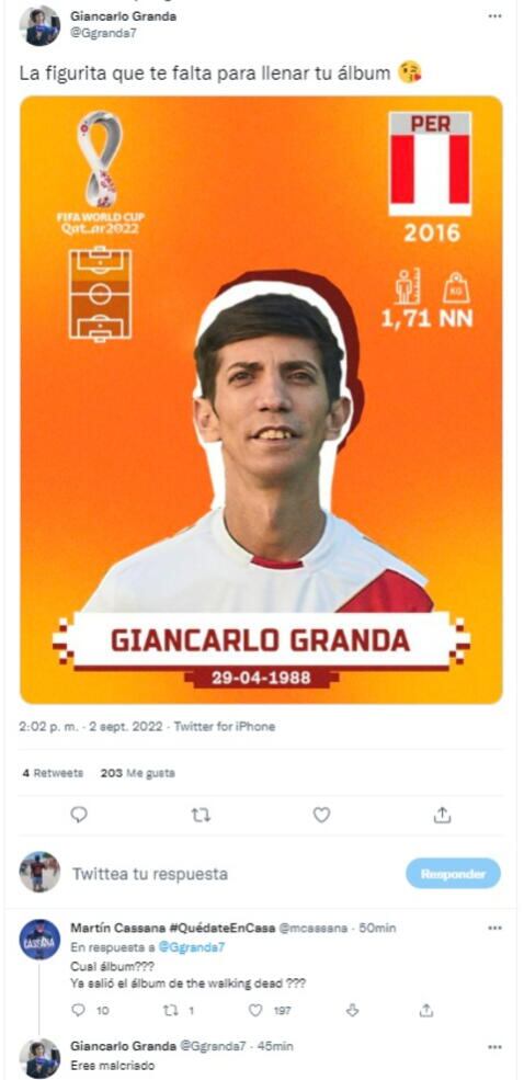 Giancarlo Granda fue troleado por su colega Martín Cassana. Foto: Captura.