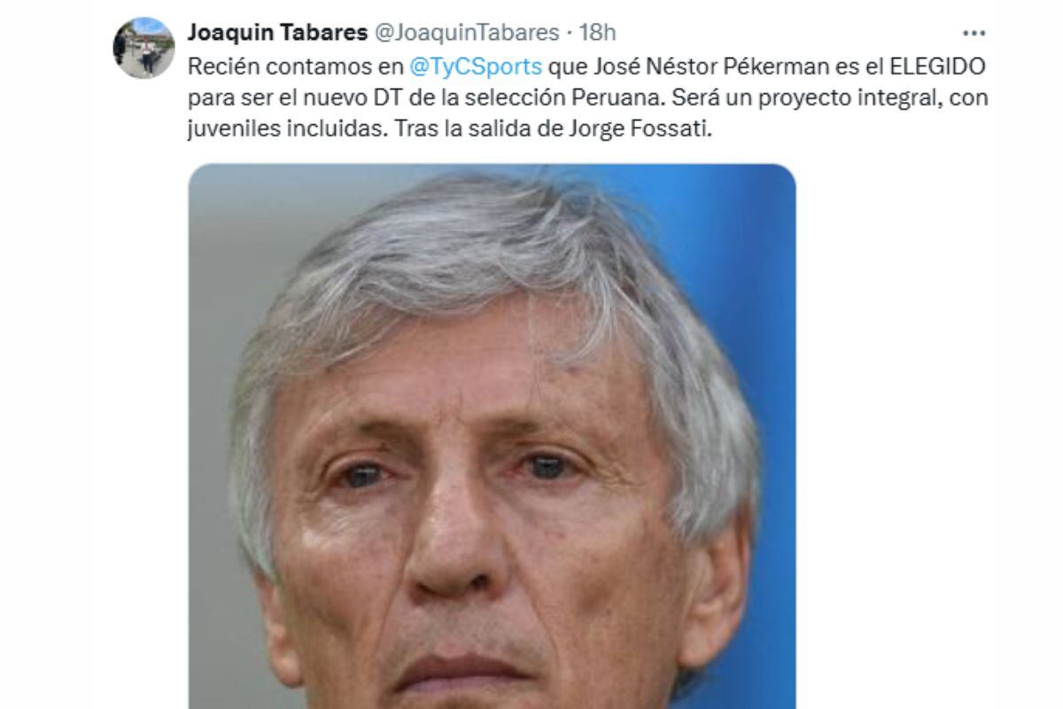 Prensa argentina da cuenta de elección de José Pékerman (@JoaquinTabares)