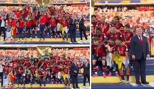 ¡Se robó las miradas! Donald Trump se coló en la foto de España tras ganar el Mundial 2026
