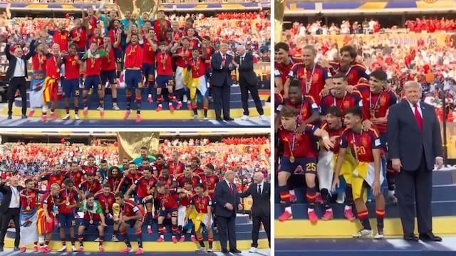 ¡Se robó las miradas! Donald Trump se coló en la foto de España tras ganar el Mundial 2026