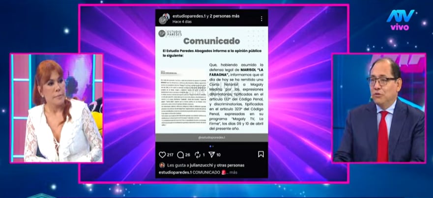 Magaly Medina y su abogado Fernando Ugaz denunciarán a Iván Paredes en el Colegio de Abogados