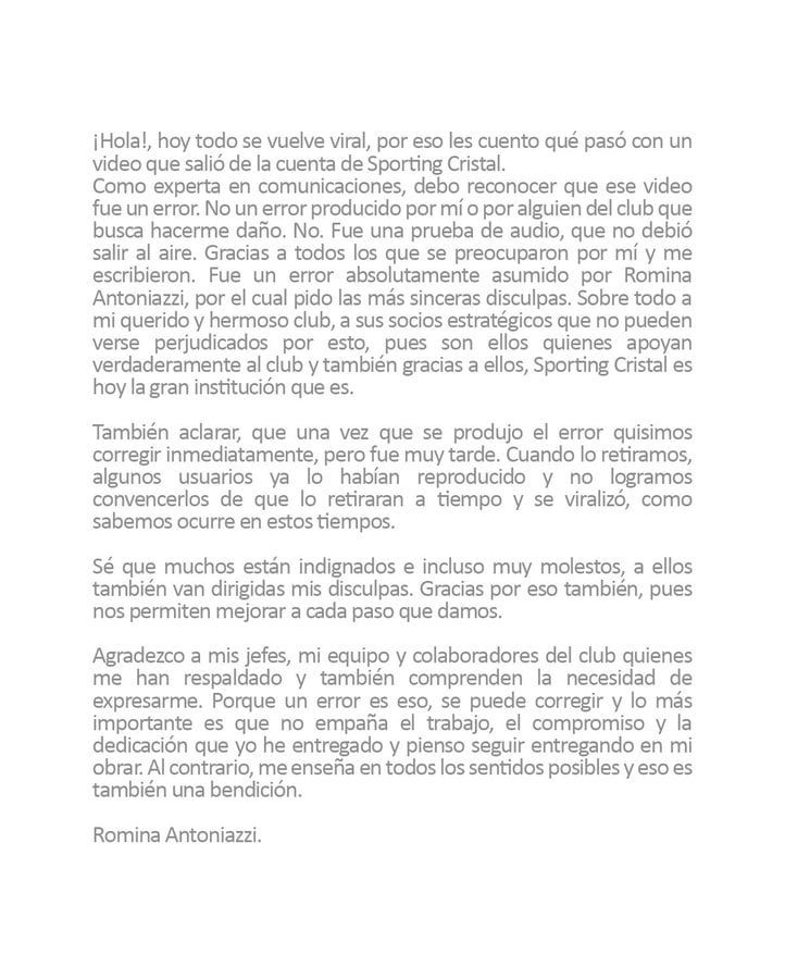 Jefa de prensa de Cristal hizo su descargo sobre video viral (twitter)
