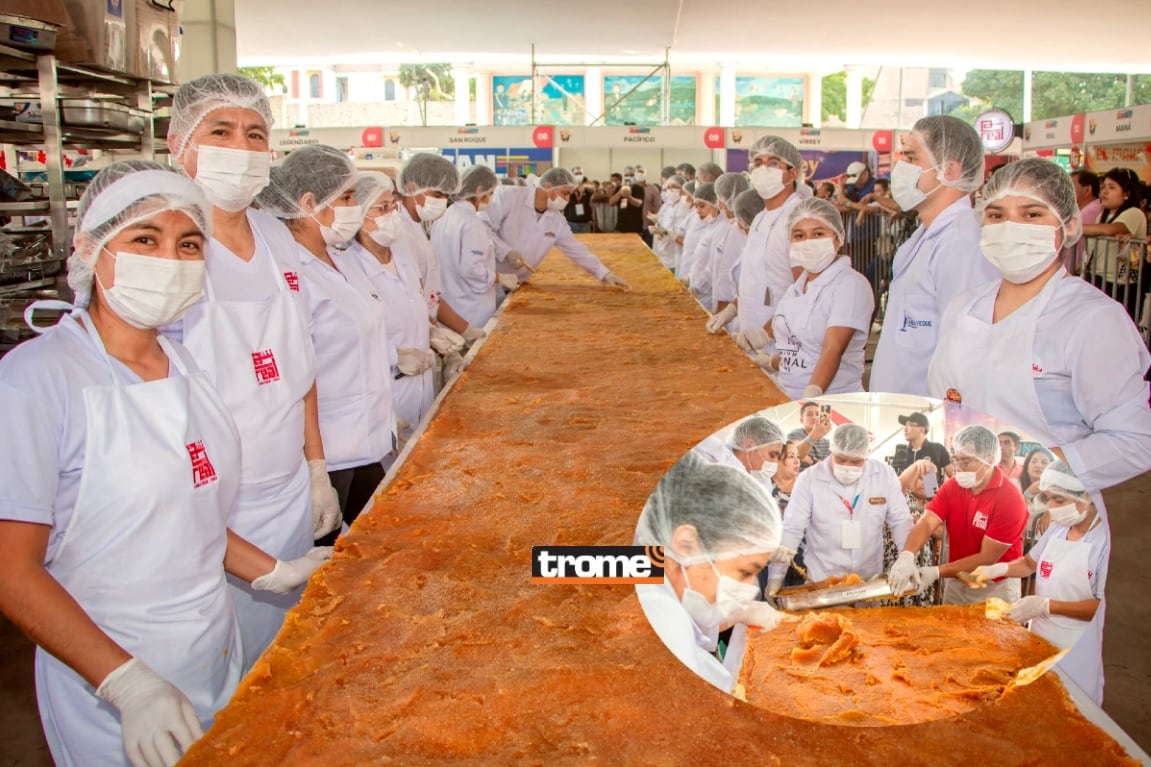 Varias empresas que preparan king kong se unieron para elaborar la gigantesca versión del dulce tradición de Lambayeque el king kong, (Entrevista y foto compos: Isabel Medina / Trome).