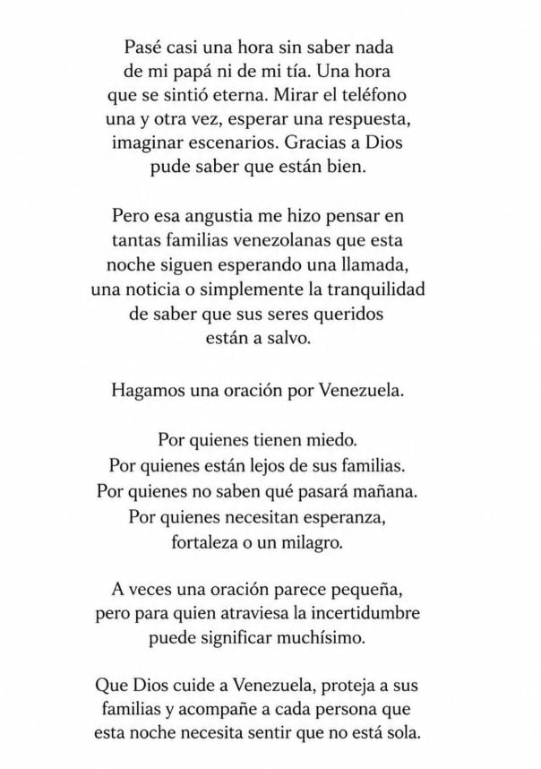 Comunicado de Korina Rivadeneira.