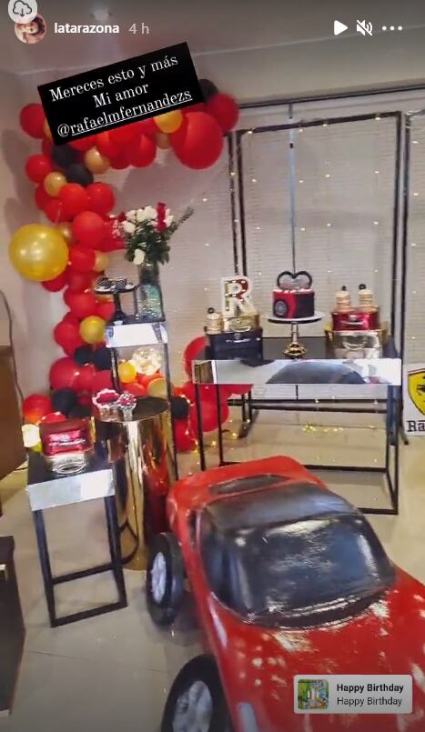 Sorpresa de Karla Tarazona a su esposo Rafael Fernández. (Instagram @latarazona).
