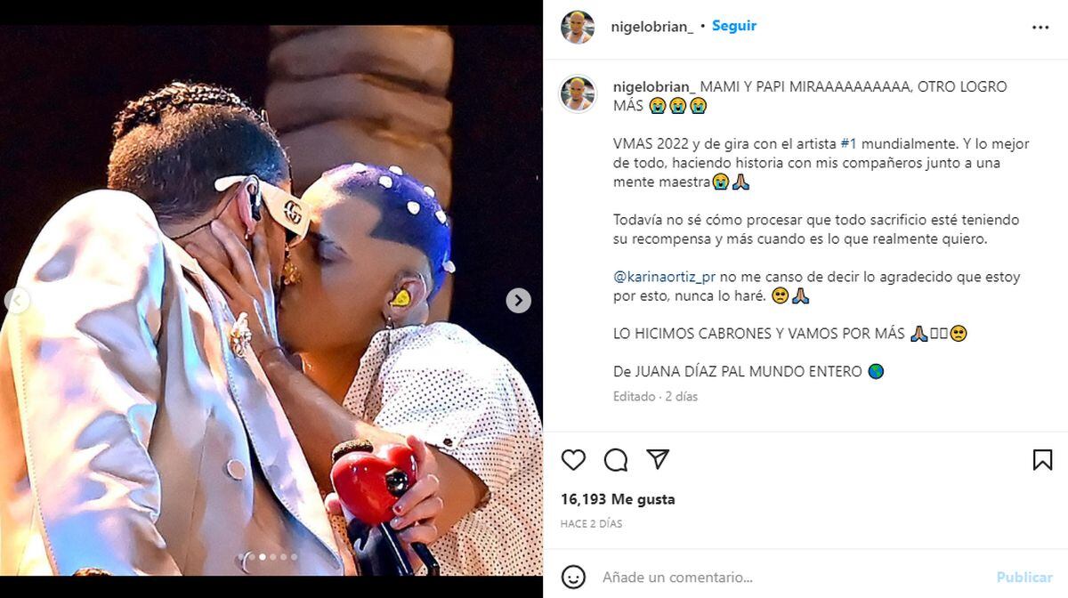 El mensaje del bailarín y coreógrafo en su Instagram (Foto: Nigel O'Brian / Captura de Instagram)